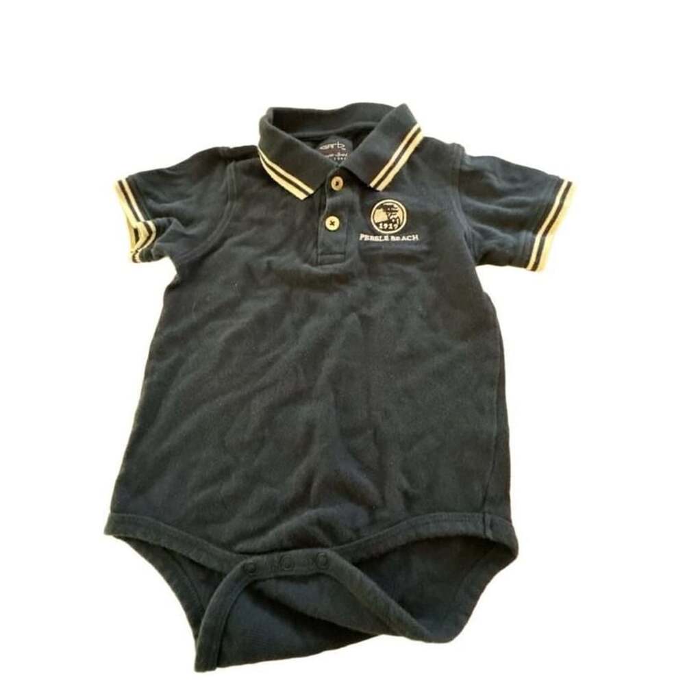 Garb Pebble Beach Polo Bodysuit Size 24M Navy Cotton